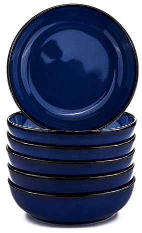 binsakao Ceramic Dessert Plates Set of 6 - Small Salad Plate 13.5 cm Appetizer Plate for Kitchen - Mini Dinner Plates for Cake Snacks Side Dish, Microwave Dishwasher Safe, Vintage Blue