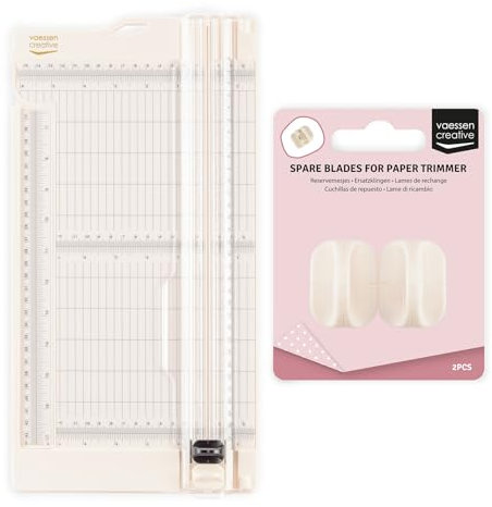 Vaessen Creative Papierschneider mit Falzbrett - Elfenbein - 15,2 x 30,5 cm - 2-in-1 Schneidemaschine für Scrapbooking, Karten Basteln und Papierprojekte - Inklusive 2 Ersatzklingen – Sicher Gestaltet
