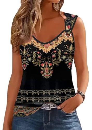 Disamer Womens Tank Tops 2026 Loose Fit Casual Summer Spaghetti Strap Trendy Spring Cute Lace Sleeveless T Shirts,Flower Vine Black,Medium