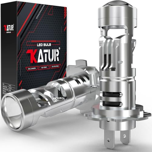 KATUR Bombillas H7 LED 30000LM, 800% Brillo 6000K Blanco Xenón Tamaño Mini 1:1 Enchufar y Listo Bombillas LED H7 con Lente de Proyector, Paquete de 2