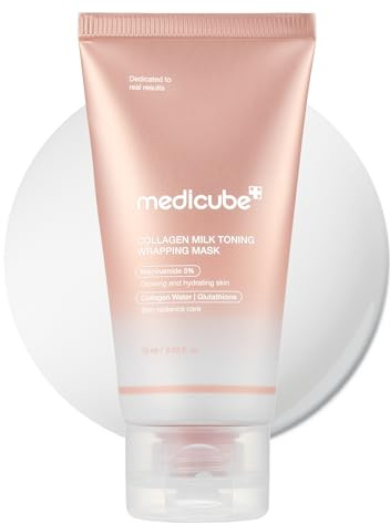 medicube Wrapping Mask Collagen Glazed Milky Glow Daytime Peel Off Mask | Quick and Easy Care with Glutathione, Niacinamide for Plumped, Hydrated & Smooth Skin | Korean Skin Care, 2.53 fl.oz