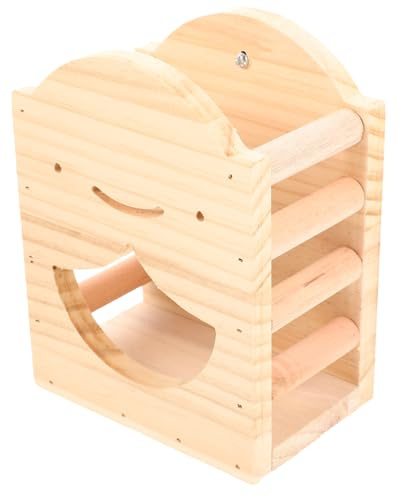 Kisangel Soporte y Comedero de Madera para Conejos Estante para Heno, Diseño Antidesperdicio, Tamaño Mediano, Adecuado para Jaulas de Hámster y Cobayas