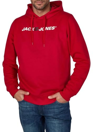 JACK & JONES JJMORTY Sudadera con Capucha para Hombre con Estampado Regular Fit Sudadera con Capucha Sudadera Verde Amarillo Gris Rojo S M L XL XXL 3XL