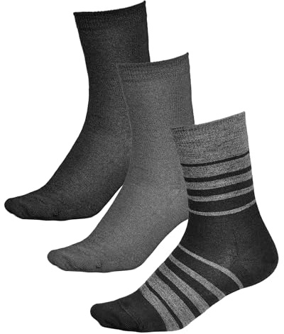 vitsocks Chaussette chaude fine 80% LAINE MÉRINOS douce Femme (3 PAIRES) ville quotidienne hiver mi-mollet unie et rayée, noir gris, 35-38