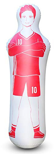 SUNSHINEMALL Inflatable Football Dummy Goalkeeper Air Mannequin Free Kick Defender Wall Football Practice Tumbler for Dribbling Wall Passing Drills (Red)