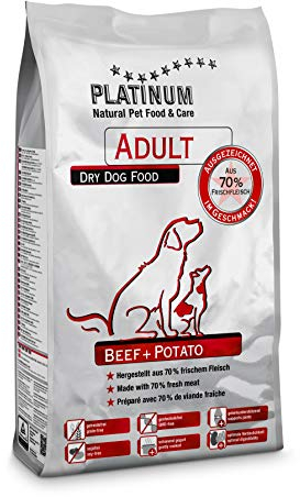 PLATINUM - Hundenahrung Adult Beef aus Fleischsaftgarung - 5kg Hundefutter trocken nährstoffreich wie Barf - besonders schmackhaftes Hundetrockenfutter für kleine und große Hunde - in DE geprüft