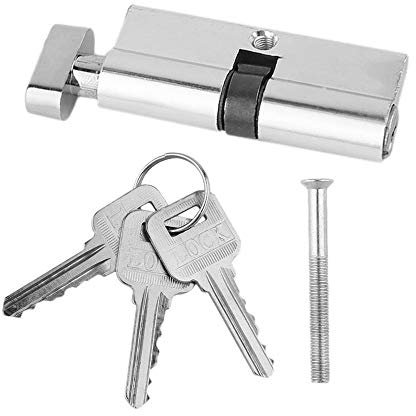YGLONG Bombin Cerradura Cilindro de la Puerta de la Puerta del Metal de Aluminio de 70 mm Cilindro de Seguridad para el hogar Anti-Taladro Anti-Taladro con 3 Llaves de Tono de Plata Herramientas