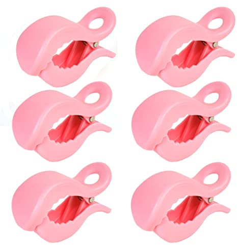 6 St. Babies1st Kinderwagen Klammer, Clip zur Befestigung von Spielzeug, Abdeckung, Sonnenschutz am Kinderwagen, Buggy, Babyschale, Baby Pink