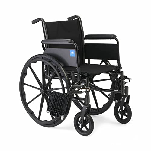 Medline K3 Guardian Wheelchair, 18 Wide Seat, Full-Length Arms, Swing-Away Footrests - Lightweight, Foldable Mobility Aid for Enhanced Comfort and Independence