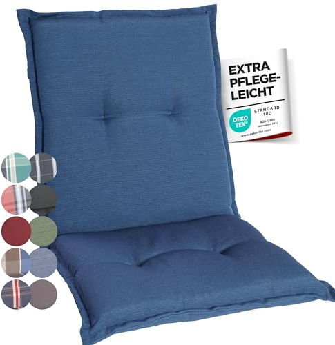 gardisun Gartenstuhlauflagen Niedriglehner I Extra Dicke Sitzauflagen I Made in Europe I Stuhlauflagen für Niederlehner Gartenstuhl I Auflagen mit extra hohem Komfort I 2er Set I Blau