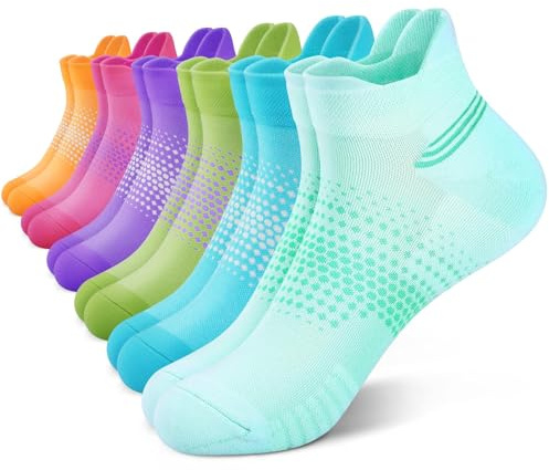 PAPLUS 6 Pairs Ankle Compression Socks for Women, Running Socks with Heel Tab, Cushioned Low Cut Athletic Socks