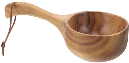 Healvian Wasserkelle Aus Holz Im Vintage-Stil Schöpflöffel Für Sauna Bad Salzschaufel Kochsuppenlöffel Für Küche Und Badezimmer