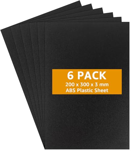 YAYODS Lot de 6 Plaque Plastique ABS Noire 30 x 20 cm - Feuille Plastique Épaisseur 3 mm - Panneau Polystyrène Rigide pour Modélisme, Thermoformage, Décoration et Bricolage DIY