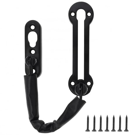 Catena Di Sicurezza Per Porta Catena di sicurezza for serratura a scatto con protezione for serratura a catena for porta in acciaio inossidabile nero con rivestimento in pelle for porta interna