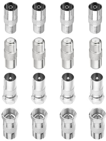 16 Pcs Adaptateur Antenne TV, Adaptateur d'Antenne TV F Mâle vers Femelle, Connecteur Coaxial Câble F Mâle/Femelle, Répartiteur Raccord Coaxial pour Câble Satellite