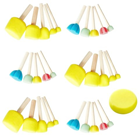 Juego de 31 Esponja de Pintura Cepillo, Pinceles de Esponja, Cepillos Esponjas Redondos, Esponjas para Pintura,Multicolor, para Artes DIY, Grafitis,Pinturas Artesanía