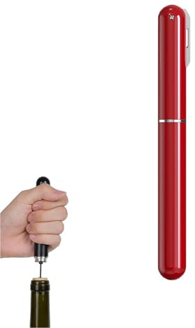 Pen-Shaped Air Pressure Wine Bottle Opener with Cutting Wine Bottle Foil Knife, Stainless Steel Opening Wine Bottle Corks (1pcs, Red)