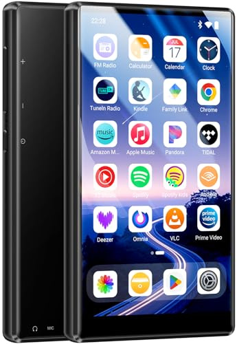 Lettore MP3 da 128 GB con Bluetooth e WiFi, schermo IPS HD da 5,0 pollici. Lettore musicale MP4 con sistema operativo Android 13 con Spotify Kids, Audible, Amazon Music e Play Store.