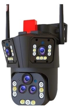 MDFCJHS Telecamera di sorveglianza Intelligente Telecamera multiobiettivo da 20 MP Zoom 20X PTZ Smart Home AI Monitoraggio Umano Telecamera CCTV for Esterni a 360°(US Plug,20MP Free 128G Card)