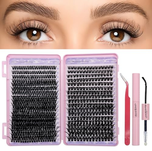 VEGCOO 630 Pezzi Ciglia Finte Ciuffetti, 80D+100D Kit Extension Ciglia Naturali, Ciuffetti Ciglia Finte Russe Soffic 9-18mm, DIY Cluster Lashes per Uso Personale e Domestico