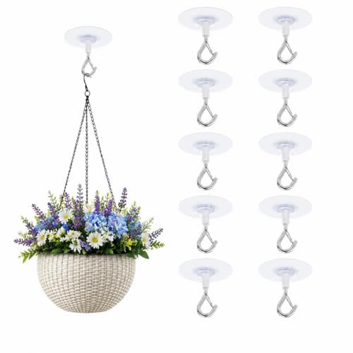 10 Pcs Crochet Adhesif Plafond Sans Perçage, Crochet Plafond Charge Lourde Acier Inox, Pour Plantes Suspension, Décoration, Cuisine Salle De Bain, Peut Servir À Suspendre Des Plantes Et Des Lampes