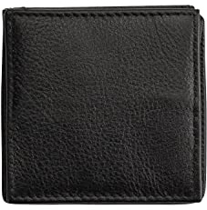 Cartera de cuero Caré con caja vienesa hecha a mano monedero caja de monedas cartera, Negro , 7,3 cm, x ca. 7,3 cm x 1,5 cm hoch, Monedero