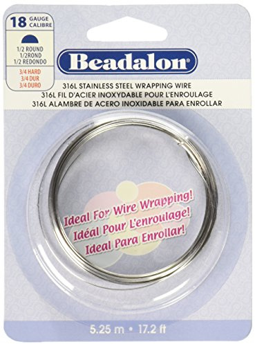 Beadalon 180S-118 18-Gauge Stainless Steel Half Round Bright Wire for Jewelry Making, 5.25m