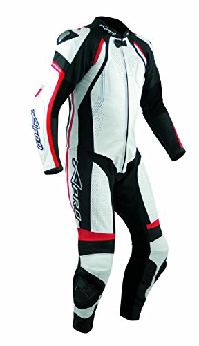 Läderkombination läderkostym motorcykel sport CE skydd oxläder Lether Suit, röd, 52