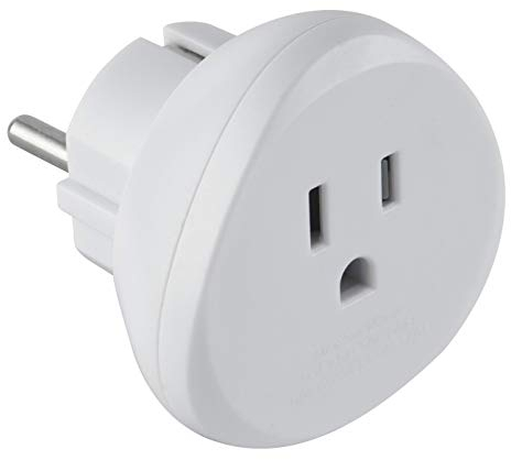 Electraline 70059 Adaptador de Viaje USA a Tus enchufes de Francia/Europa, Blanco