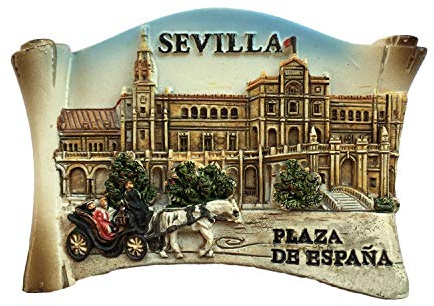 Sevilla Seville Spain 3D Scroll-Shaped Refrigerator Magnet Tourist Souvenirs Resin Magnetic Stickers Fridge Magnet Home & Kitchen Decoration from China