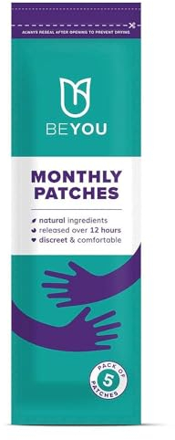 BeYou Period Patches for Period Pain Relief | This Pack of 5 All-Natural Ultra-Thin Pain Relief Patches are Vegan, Cruelty-Free, and Offer Great Muscle Pain Relief with 12-Hour Menthol & Eucalyptus