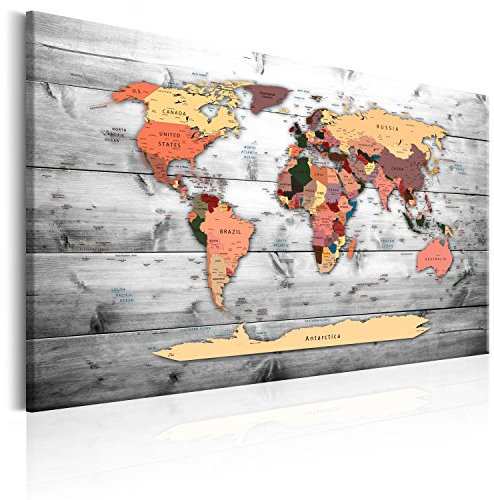 murando Acoustic Canvas Wall Art 90x60 cm / 35 x 24 picture with acoustic foam sound absorption print image Artwork 1 pc room acoustics soundproofing world map wood k-B-0009-b-c