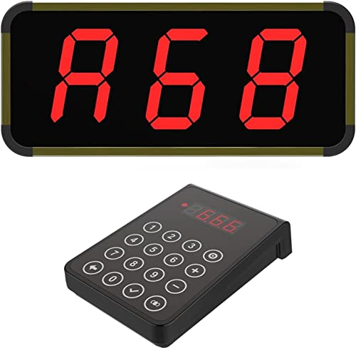 WNKRUN Drahtloses Rufsystem,Drahtloses Paging-System Ferngespräche 300m Drahtlose Rufklingel für Unternehmen Gehäuse Aus Aluminiumlegierung, Super Laute Lautstärke (Display + Tastatur)