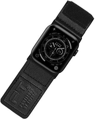 Tefeca Armband Från Fortitude-Serien för Apple Watch Ultra, Klockarmband Kompatibelt Med 49/45/44/42 mm (Storlek M/L, Ultrabrett Läder - Svart)