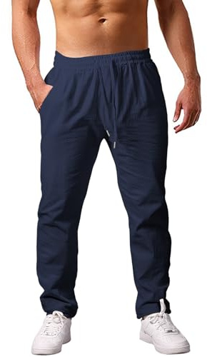 heekpek Pantalon Homme Ete en Pantalon Jogging Léger Confortable Respirant Pantalon Décontracté avec Cordon de Serrage et Poches