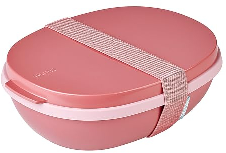 Mepal - Lunchbox Ellipse Duo - Meal Prep Box für Erwachsene & Salatbox zum Mitnehmen - Brotdose für ein gesundes Mittagessen - Ideal für Sandwiches & Salate - 825 ml + 600 ml - Vivid mauve