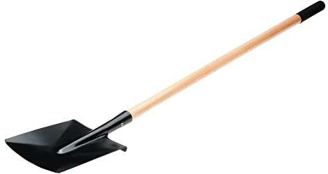 Amig - Pala Cuadrada - Laya Jardin con Hoja de Acero y Mango Largo de Madera - Herramientas para huerto y Jardineria en acabado Negro - Medidas: 152cm.