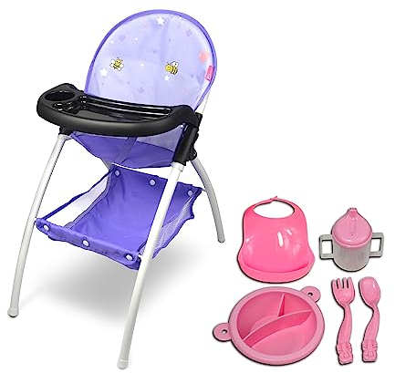 ANIVIA Baby Puppenhochstuhl, Hochstuhl für Puppen bis zu 16'' mit Essteller Spielzeug