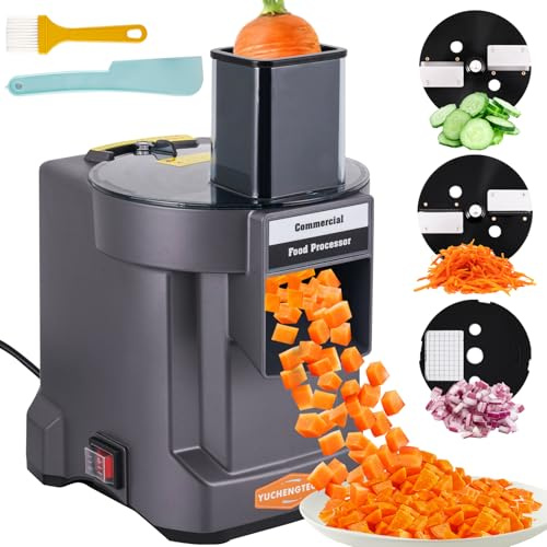 YUCHENGTECH Comercial Cortadora de Verduras Cortador Verduras en Dados Electrico con 3 Cuchillas Cortador de Verduras en Dados Profesional para Cortar en Dados en Rodajas y en Tiras Verduras 100W