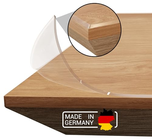 Domar - Tischfolie transparent 2mm nach maß - Made in Germany I Glasklare Tischdecke transparent mit abgeschrägter Kante I Zuverlässiger Tischschutz transparent für optimalen Schutz (80x120cm)