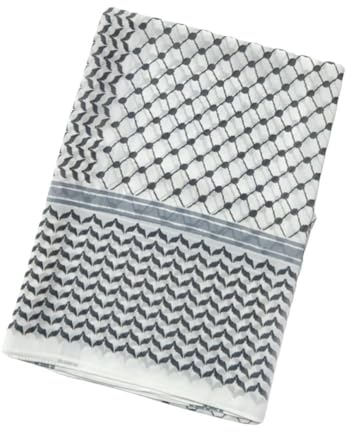 Palästina-Schal, arabischer Keffiyeh, Palästinensischer Schal, Hijab, Bandana, Chiffon, Kopfwickel, islamische lange Schals für Frauen, grau, One size