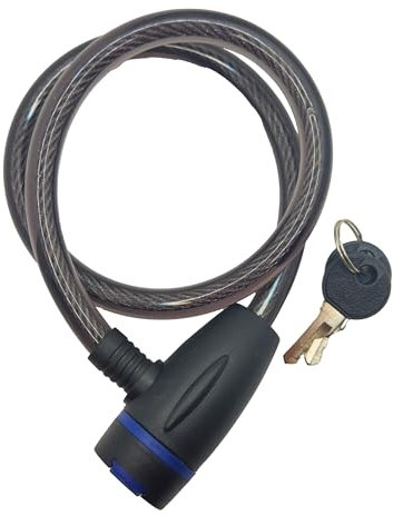 Lucchetto bici, antifurto per bicicletta, cavo in acciaio da 1 cm e 2 chiavi incluse, protezione per serratura, lunghezza 60 cm, flessibile, catena bici, colori misti