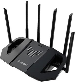 ASUS TUF Gaming BE6500 WiFi 7 Router - Dual-Band, Up to 6.5 Gbps Wireless, Game Accelerator, Multi-Link Operation (MLO), (x4) 2.5GbE Ports, Mesh + VPN Compatible, & Subscription-Free Network Security