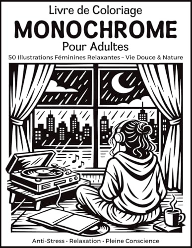 Livre de Coloriage Monochrome pour Adultes: 50 Illustrations Féminines Relaxantes en Une Seule Couleur – Vie Douce et Nature pour des Moments de Calme, Anti-Stress et Pleine Conscience