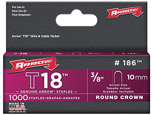 Arrow 1000 Pack 10mm / 3/8 Staples for T-18 Cable Wire Tacker, List Price $[[list_price]]