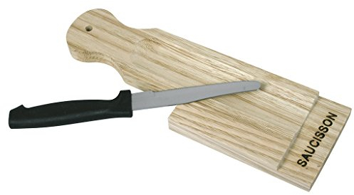 Faveco Tagliere con Coltello, Legno, Marrone, 8 x 26.6 x 1.3 cm