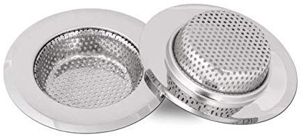 Qinglele 2pcs Kitchen Bathroom Sink Strainer, Stainless Steel Drain Filter, Prevent Clogging, 2.75 Inch/7cm Outer Diameter
