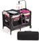 GOPLUS 3 in 1 klappbares Babyreisebett, Wickelauflage & Laufstall & Kinderbett, Reisebett auf Rollen, inkl. Musikbox, Spielbogen, höhenverstellbare Matraze, ab Geburt bis 15 kg, Farbwahl (Rosa)