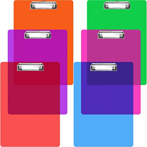 Confezione da 6 tavolette portablocco in plastica, con clip a basso profilo, formato A4 standard, piccole tavolette portablocco appendibili, per ufficio, scuola, bacheca con clip a colori multipli, 31