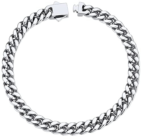ChainsHouse Bracelet for Men Cuban Link Chain Mens Wrist Bracelets Stainless Steel Silver Curb Chains Men's Jewellery Silver Bracelet 5mm
